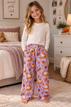 Kids Fall Pie Print Lounge Pants — Cozy Pumpkin Pie & Cinnamon AOP Pajama Bottoms