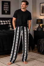 Skull Stripe Pajama Pants — Men's Gothic Lounge Sleepwear