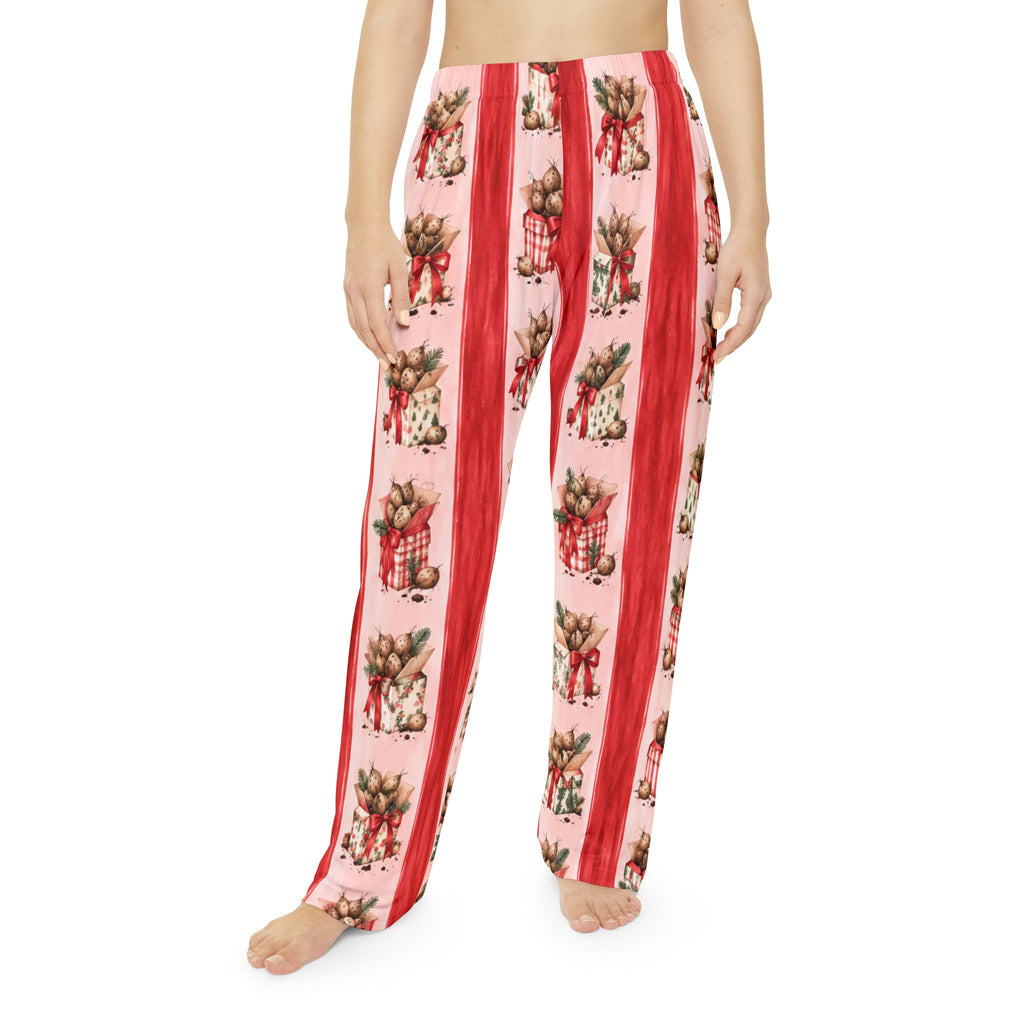 Vintage Holiday Floral Dahlia Tuber Pattern Pajama Pants | All-Over Print