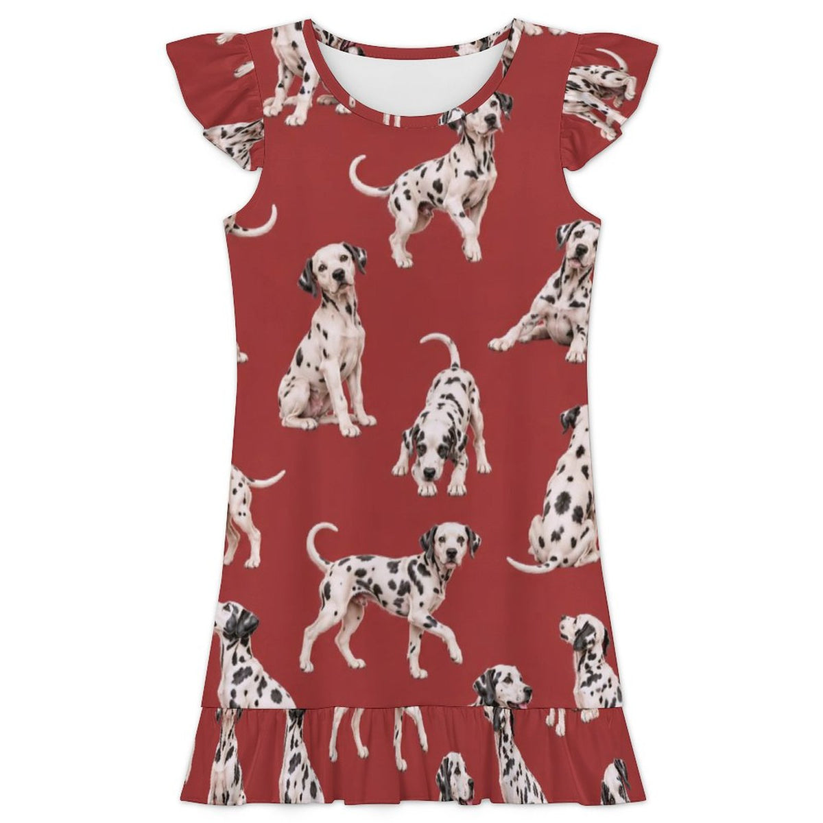 200gsm Girls Short Sleeve Ruffle Nightgown(All-Over Printing)