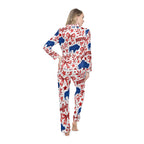 Buffalo Print Women's Satin Pajama Set — Red & Blue Holiday Sleepwear