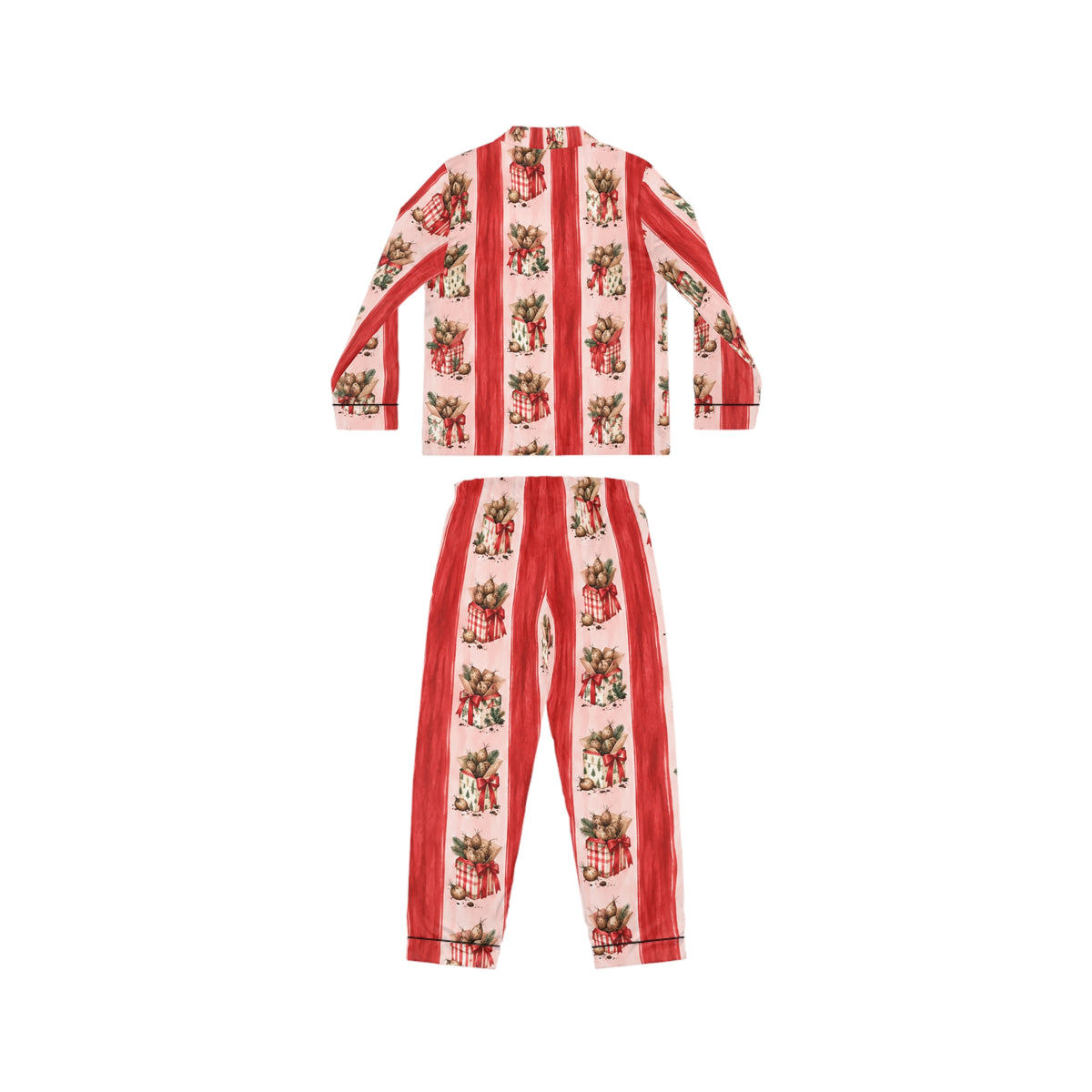 Vintage Holiday Floral Dahlia Tuber Stripe Pajamas