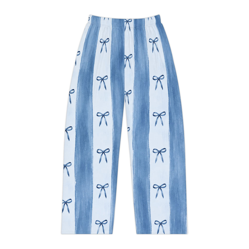 Blue Striped Bow Pattern Pajama Pants | Lounge Bottoms