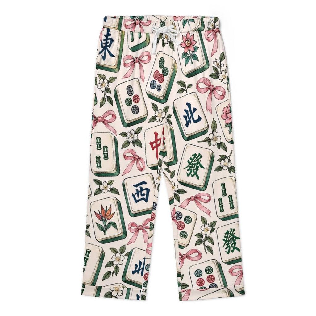 Mahjong tiles, Women's Cuban Collar Pajama Set