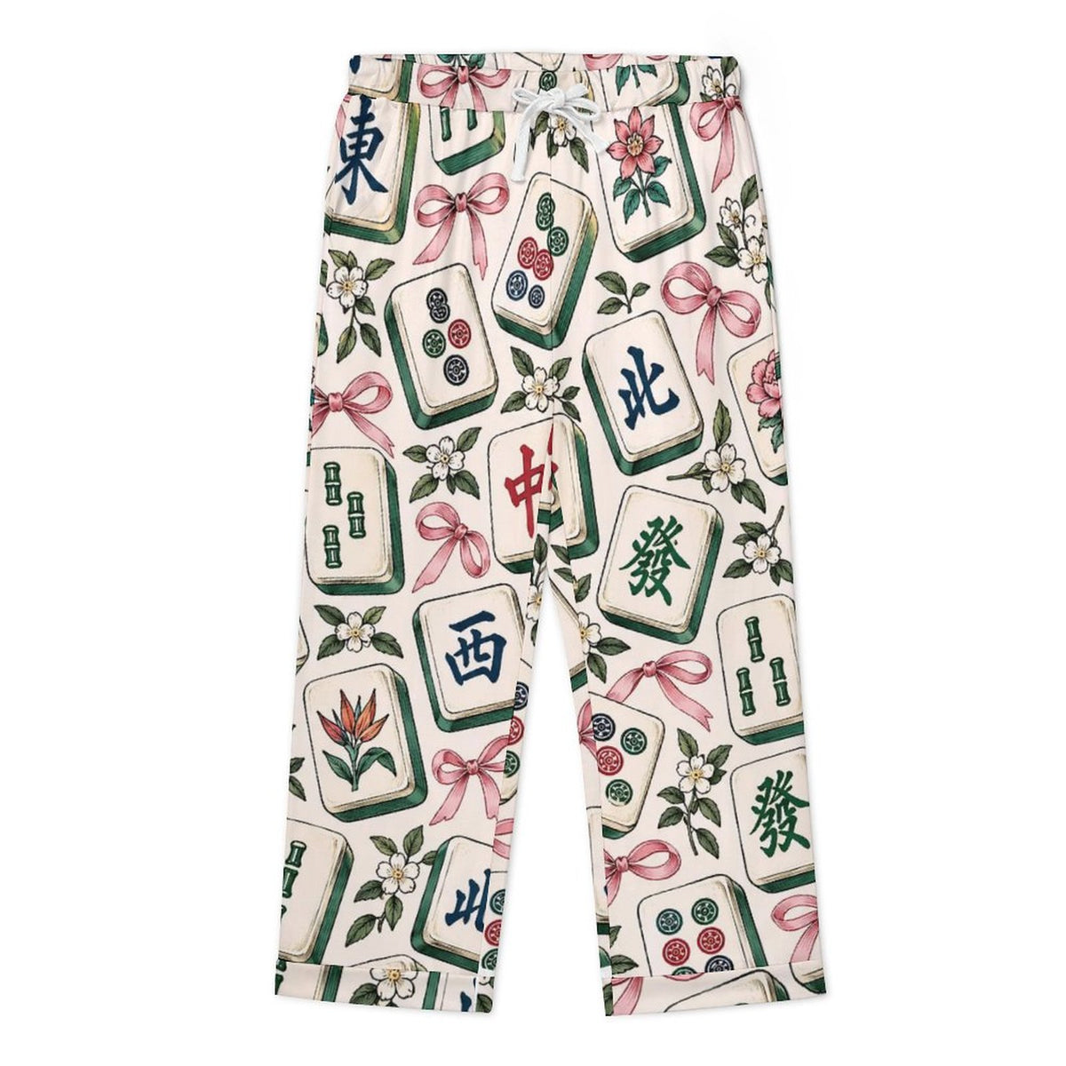 Mahjong tiles, Women's Cuban Collar Pajama Set