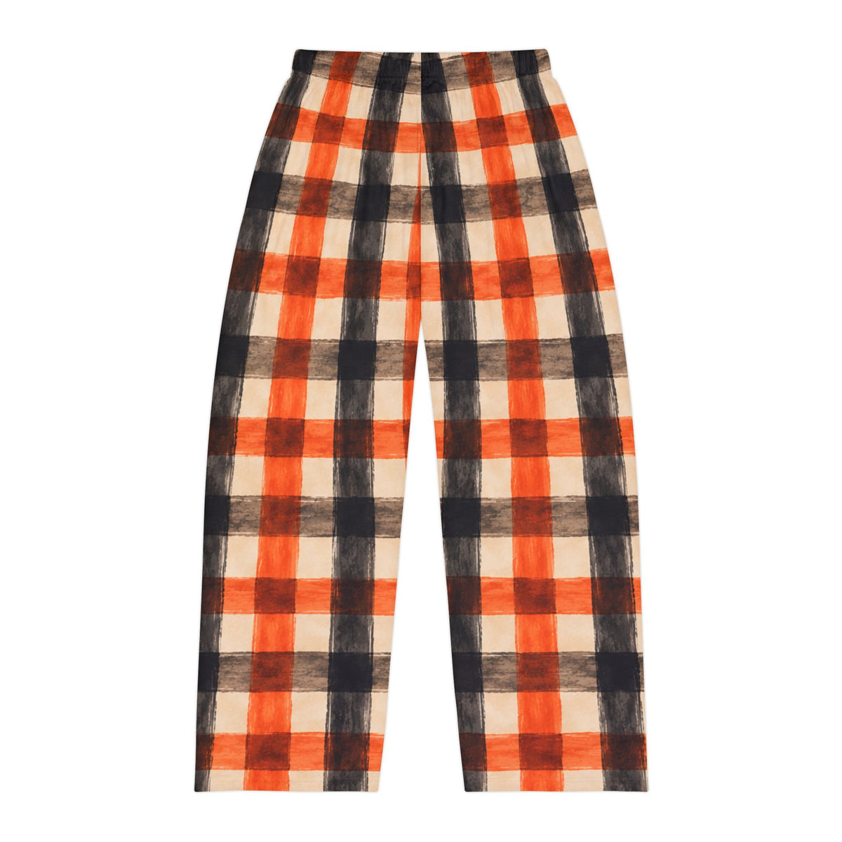 Plaid Pajama Pants — Orange & Black Buffalo Check Lounge Trousers