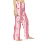 Pink Striped Bow Pattern Pajama Pants | Women's Lounge Bottoms