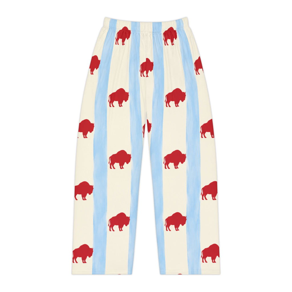 Buffalo Stripe Pajama Pants — Red Bison Print Women’s Lounge Pants