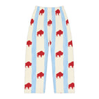 Buffalo Stripe Pajama Pants — Red Bison Print Women’s Lounge Pants