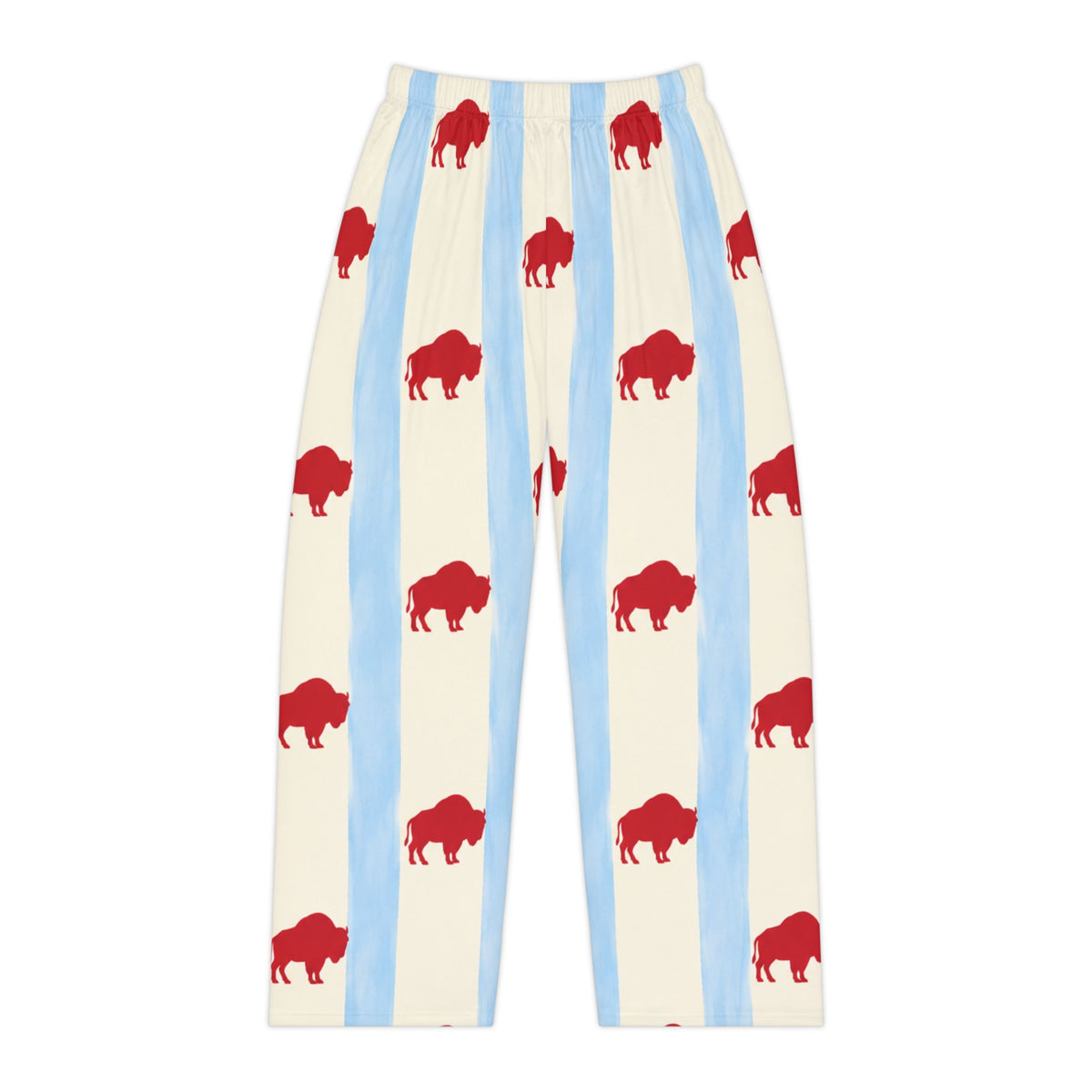 Buffalo Stripe Pajama Pants — Red Bison Print Women’s Lounge Pants