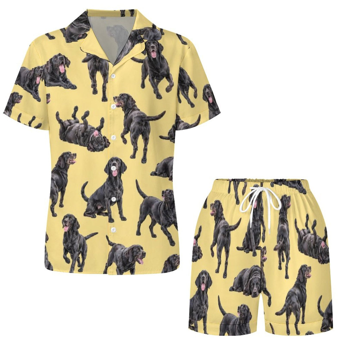 Women's Satin Cuban Collar Pajama Set(All-Over Printing)