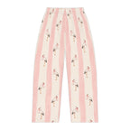 Stork Print Women's Pajama Pants — Blue & Cream Striped Lounge Sleepwear