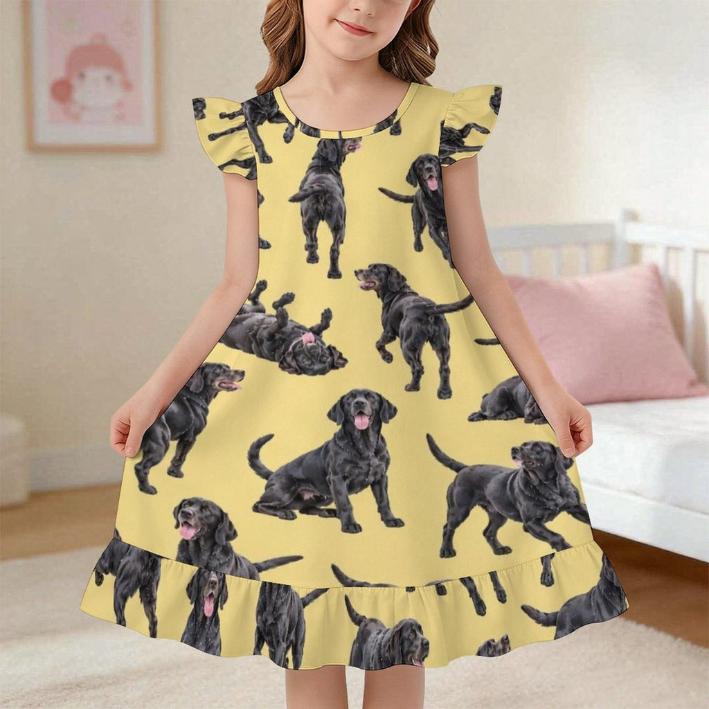 Dog Lover, Pet Owner,  Girls Short Sleeve Ruffle Nightgown(All-Over Printing)