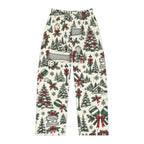 Christmas Village Pickleball Pattern Pajama Pants | Holiday Winter Trees & Wreaths