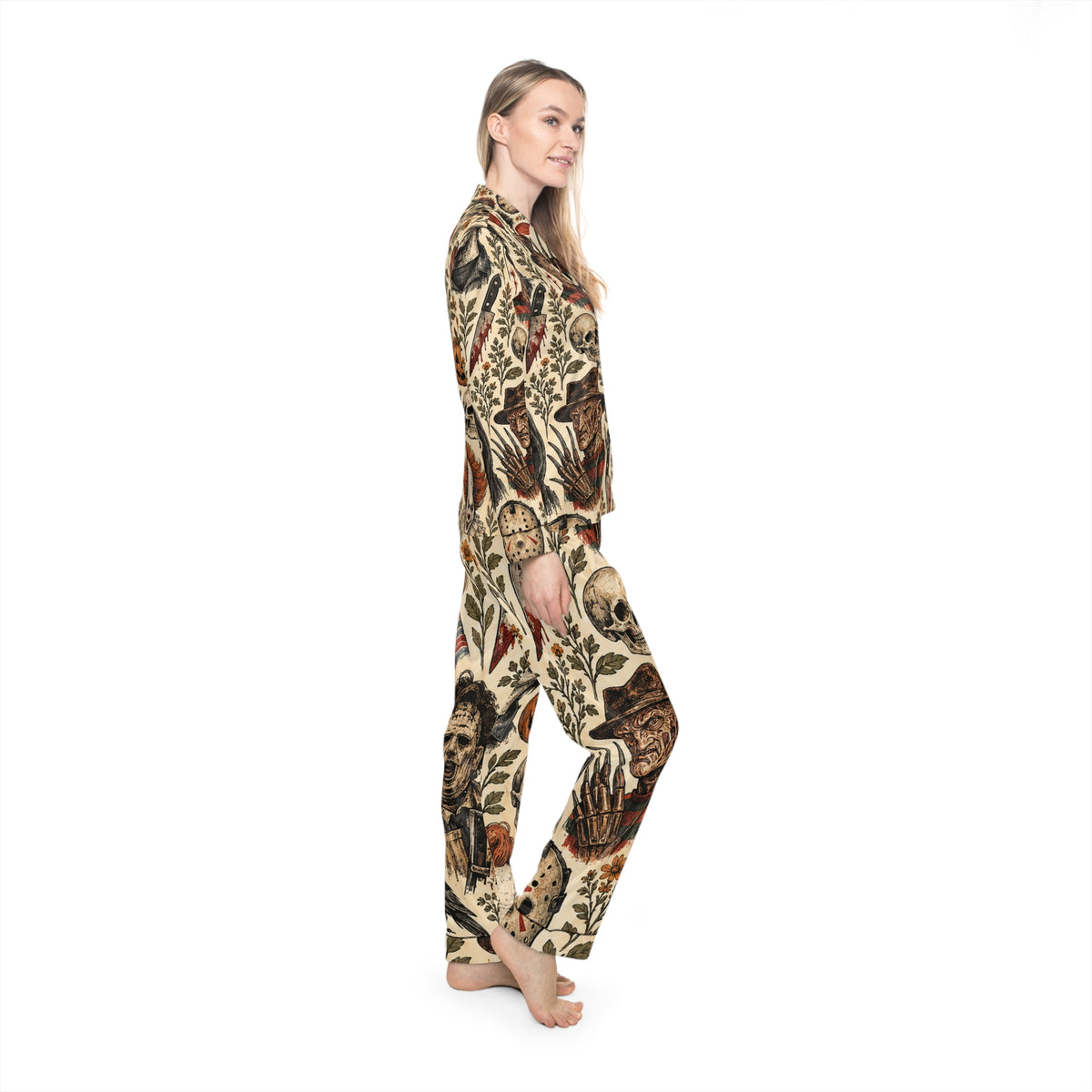 Vintage Horror Character Pajamas | Satin Sleep Set