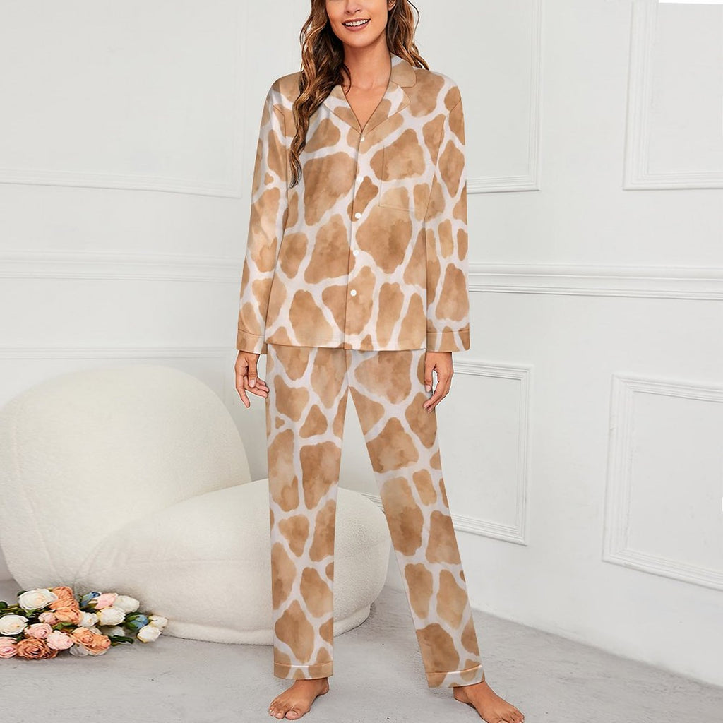 Giraffe print, Women's Cuban Collar Pajama Set