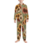 250gsm Flannel Footless Zip up Kid Jumpsuit Pajamas(All-Over Printing)