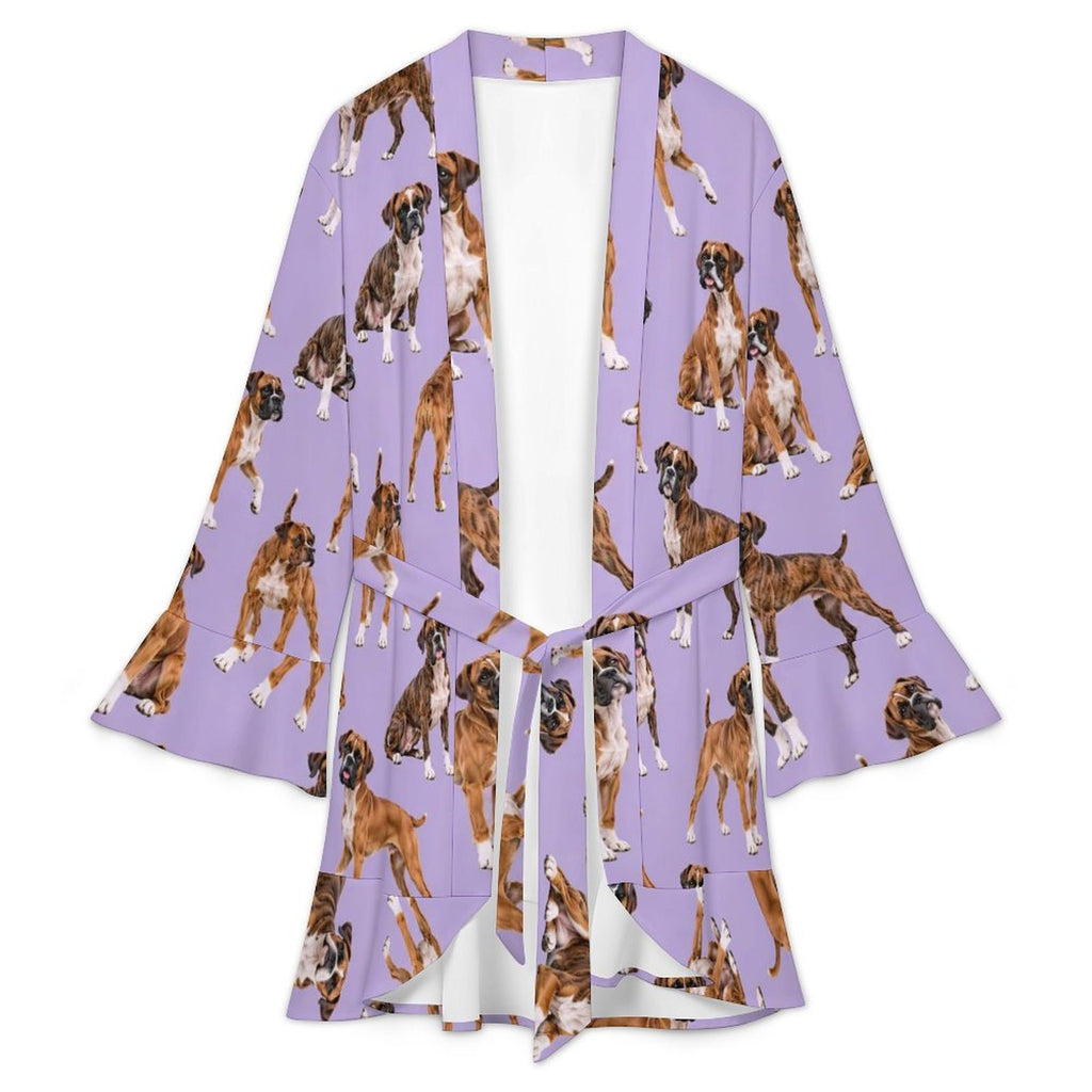 Dog Lover, Pet Owner,  Women's Ruffle Long Sleeve Robe(All-Over Printing)