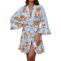 120gsm Women's Ruffle Long Sleeve Robe(All-Over Printing)
