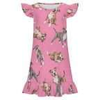 Dog Lover, Pet Owner,  Girls Short Sleeve Ruffle Nightgown(All-Over Printing)