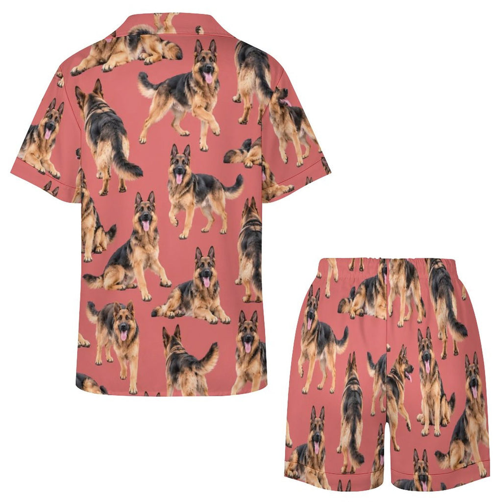 Women's Satin Cuban Collar Pajama Set(All-Over Printing)