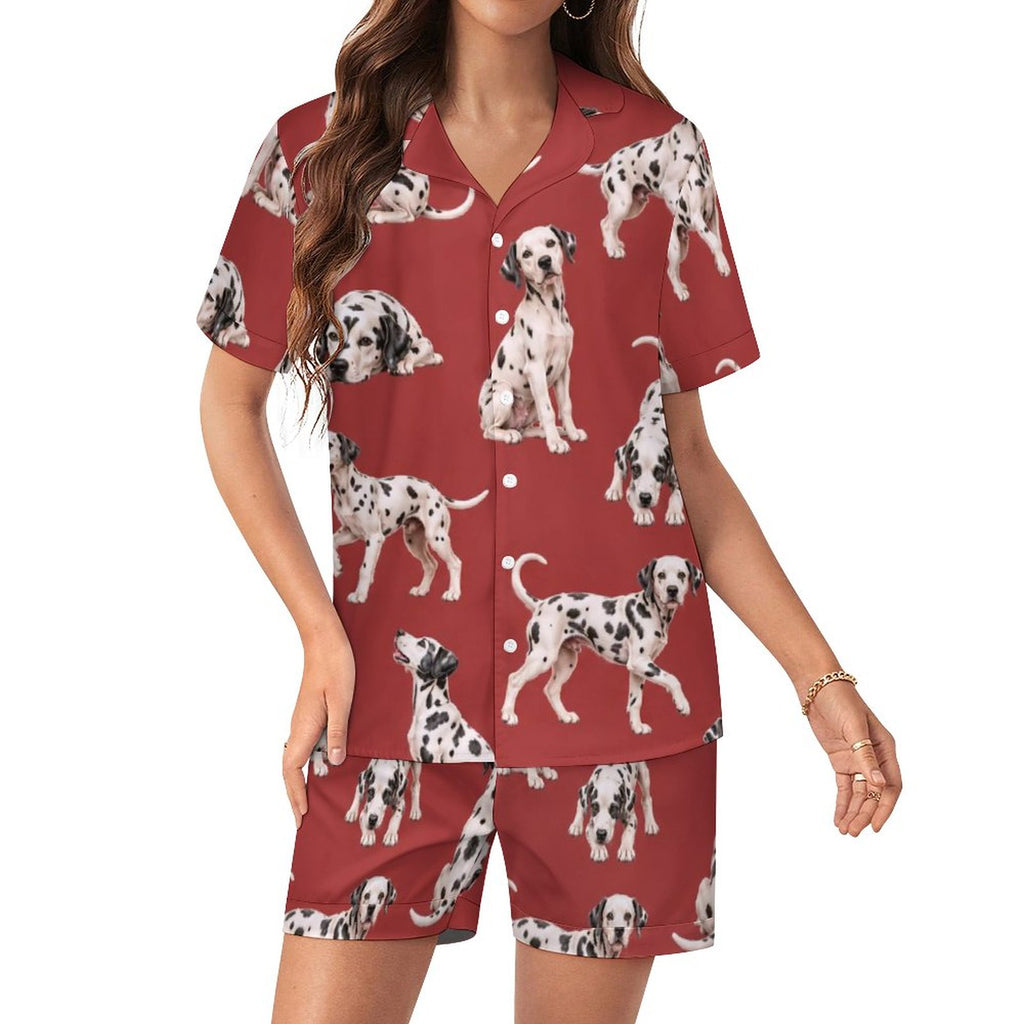 Women's Satin Cuban Collar Pajama Set(All-Over Printing)