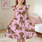 Dog Lover, Pet Owner,  Girls Short Sleeve Ruffle Nightgown(All-Over Printing)