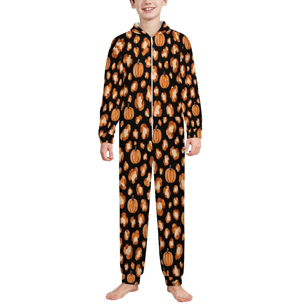 250gsm Flannel Footless Zip up Kid Jumpsuit Pajamas(All-Over Printing)