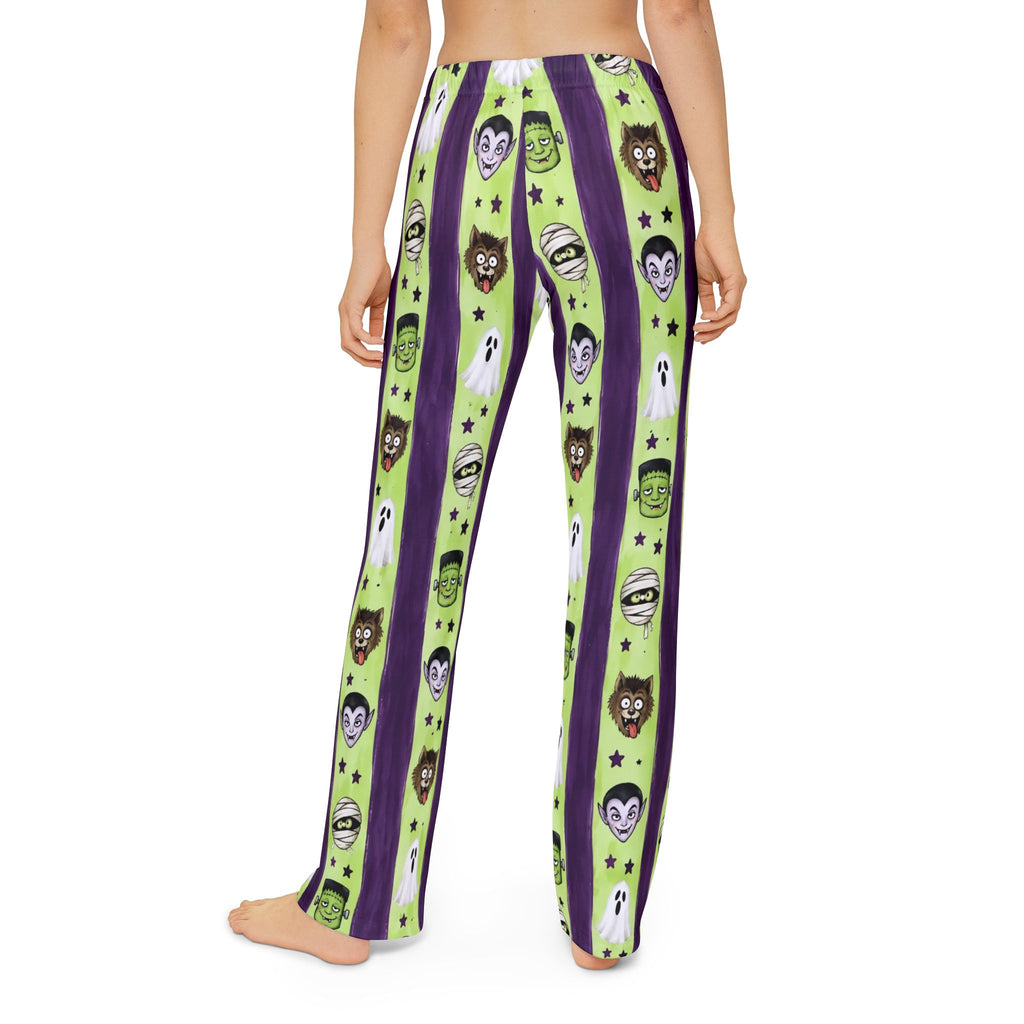 Kids Halloween Lounge Pants — Green Monster Stripe Pajama Bottoms