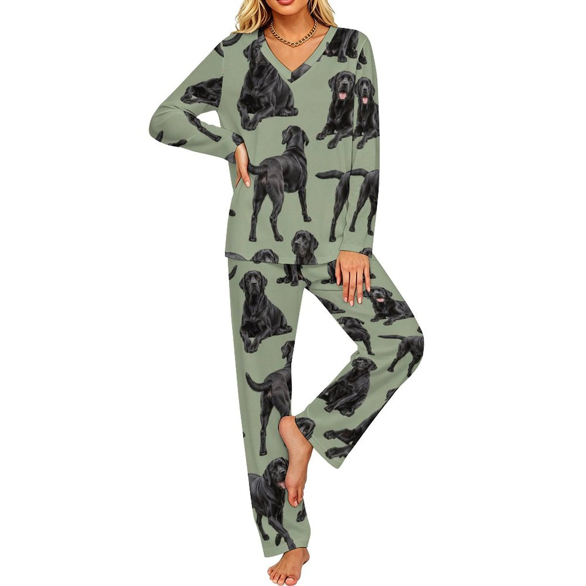 200gsm V-Neck Pajama Set(All-Over Printing)