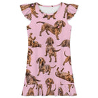 Dog Lover, Pet Owner,  Girls Short Sleeve Ruffle Nightgown(All-Over Printing)