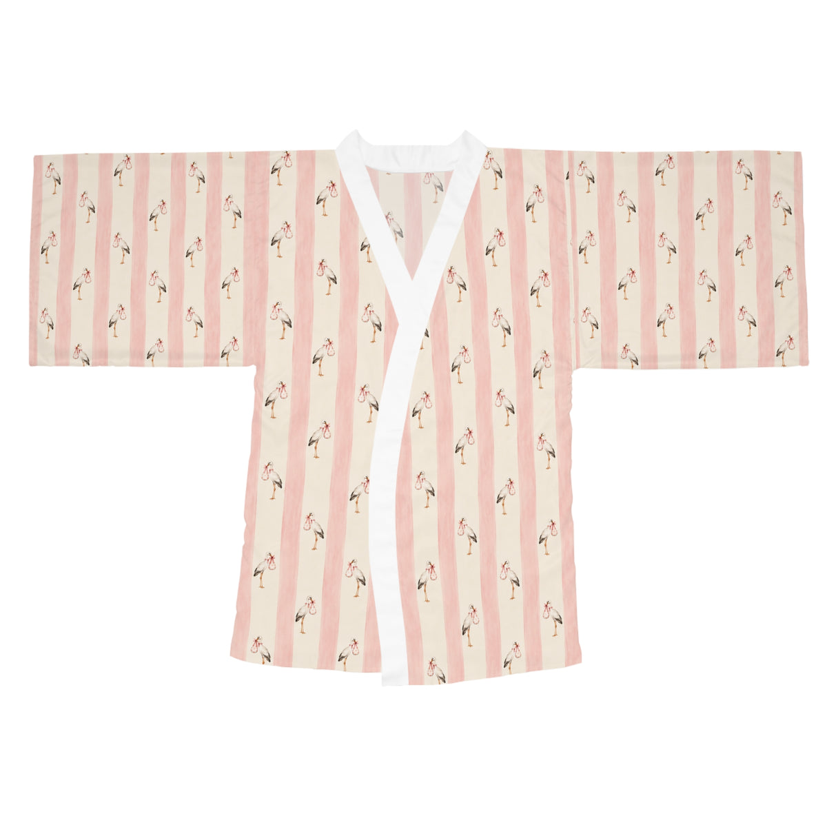 Baby girl stork Stripe Kimono Robe — Long Sleeve Lounge Robe
