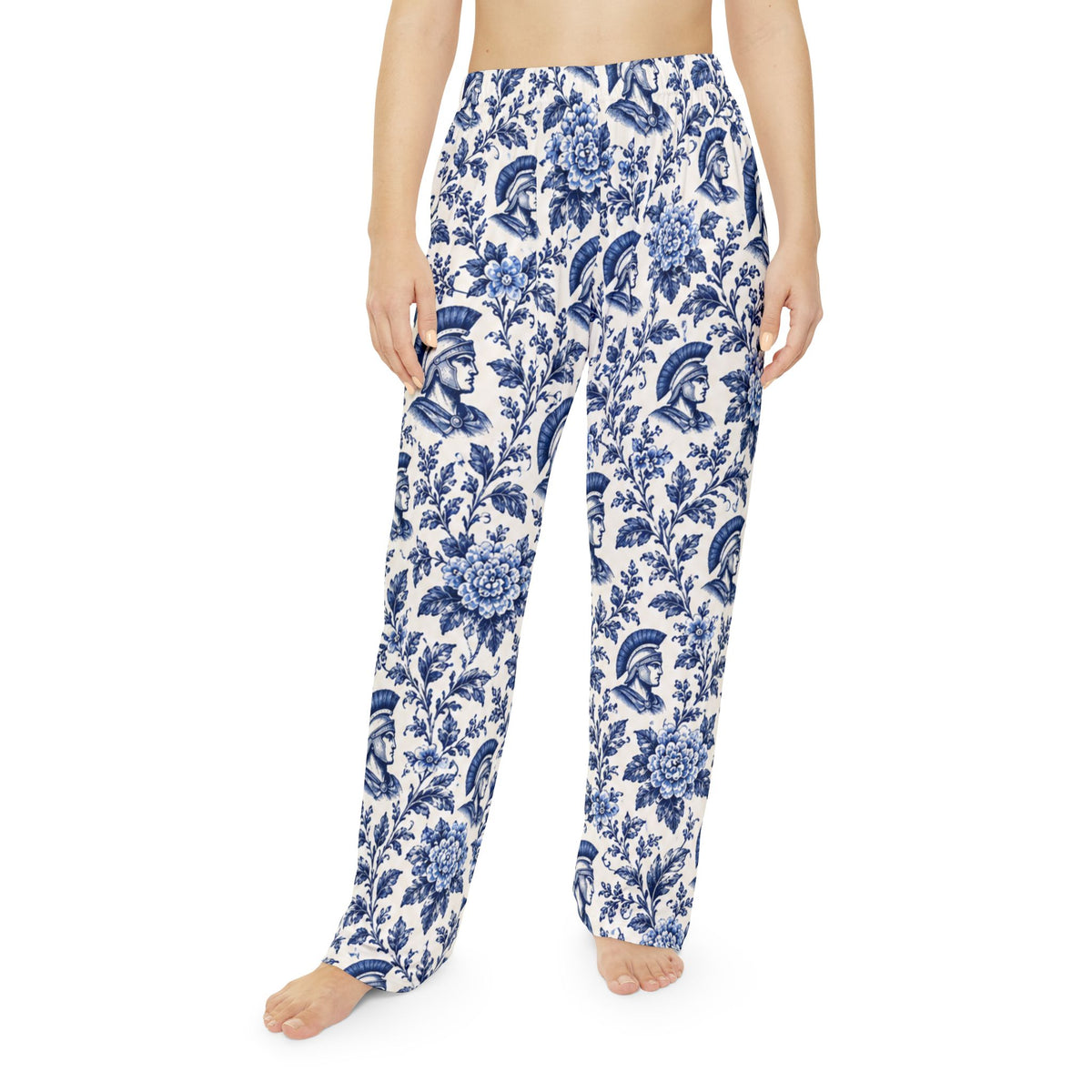 Blue pride Toile Floral with Trojan Helmet Pajama Pants | All-Over Print