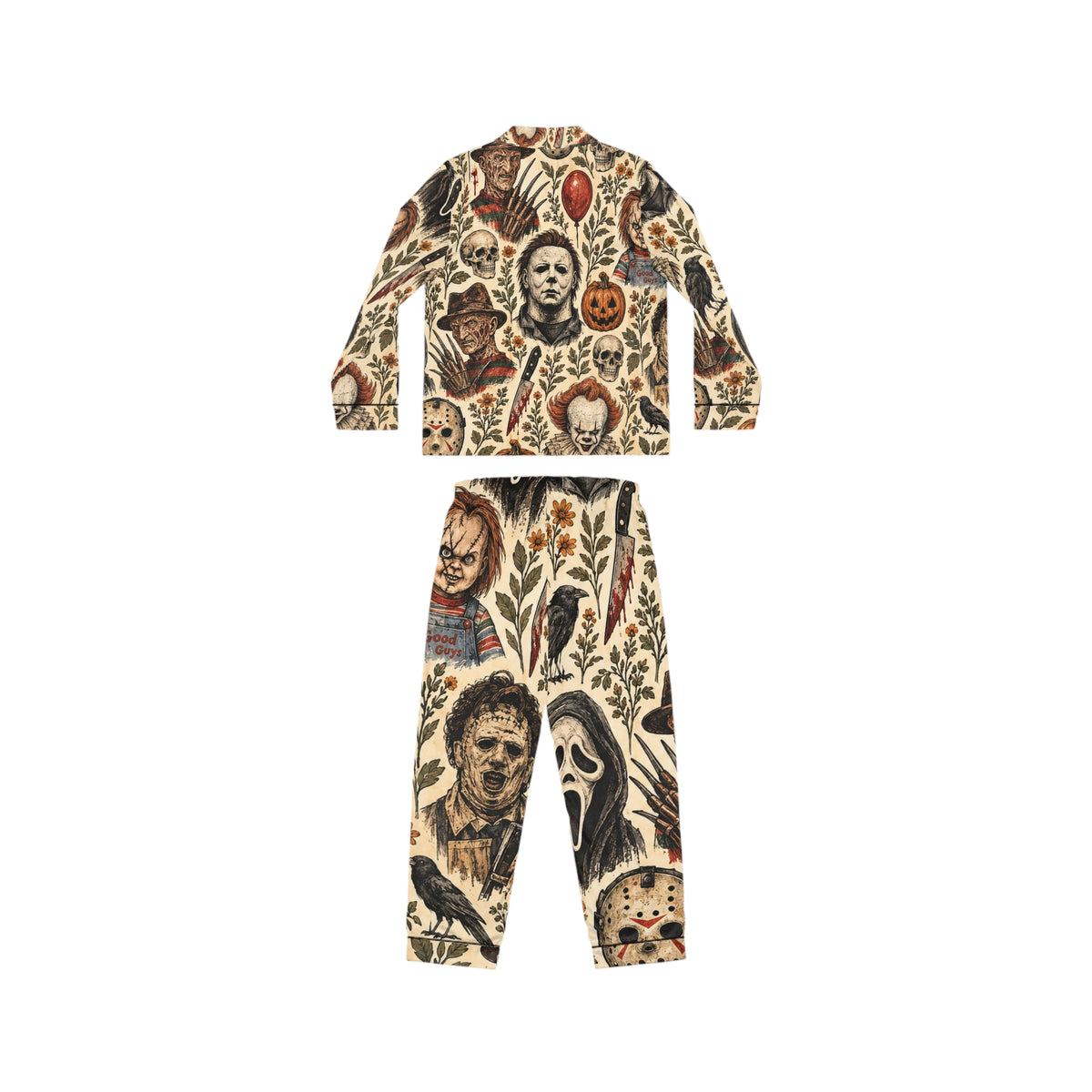 Vintage Horror Character Pajamas | Satin Sleep Set