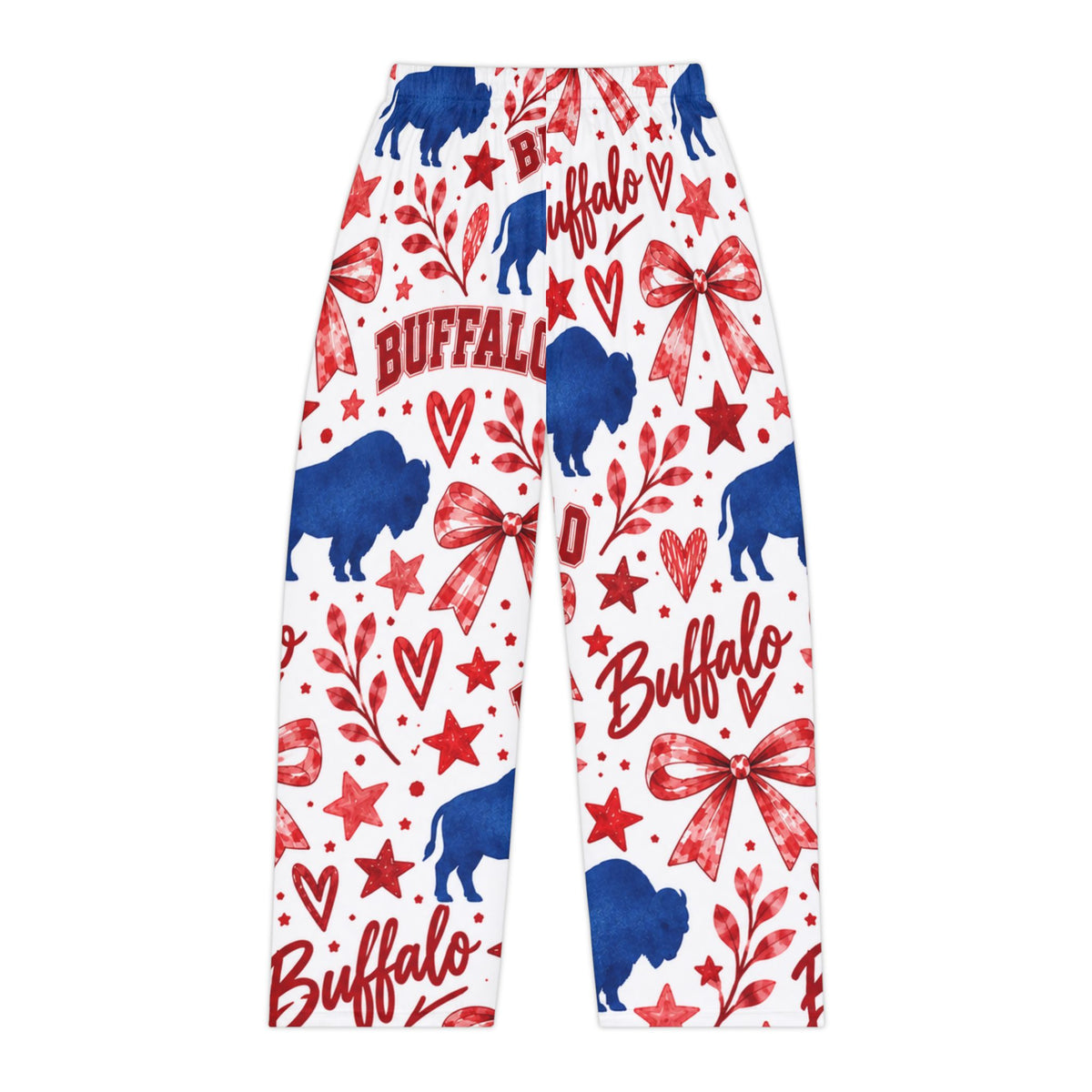 Buffalo Print Women's Pajama Pants — Patriotic Red & Blue Holiday Loungewear