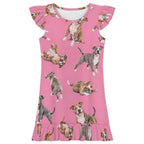 Dog Lover, Pet Owner,  Girls Short Sleeve Ruffle Nightgown(All-Over Printing)