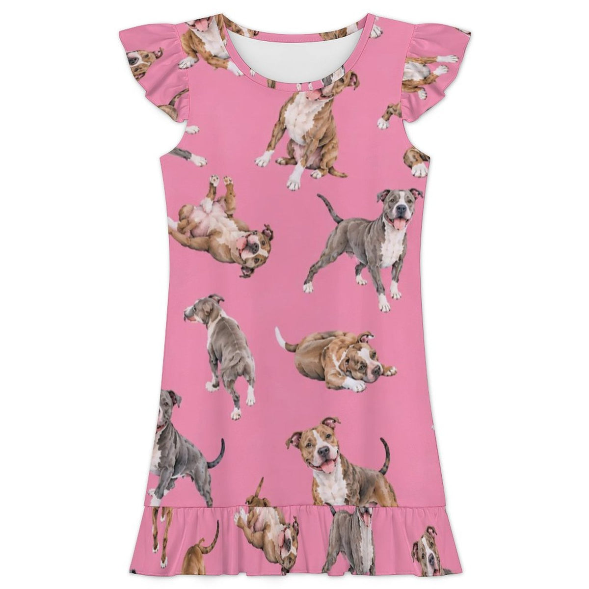 Dog Lover, Pet Owner,  Girls Short Sleeve Ruffle Nightgown(All-Over Printing)