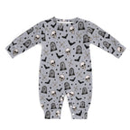 Skeleton themed, Cotton Long Sleeve Infant Bodysuit (All-Over Printing)
