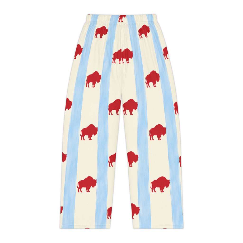 Buffalo Stripe Pajama Pants — Red Bison Print Women’s Lounge Pants