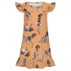 Dog Lover, Pet Owner,  Girls Short Sleeve Ruffle Nightgown(All-Over Printing)