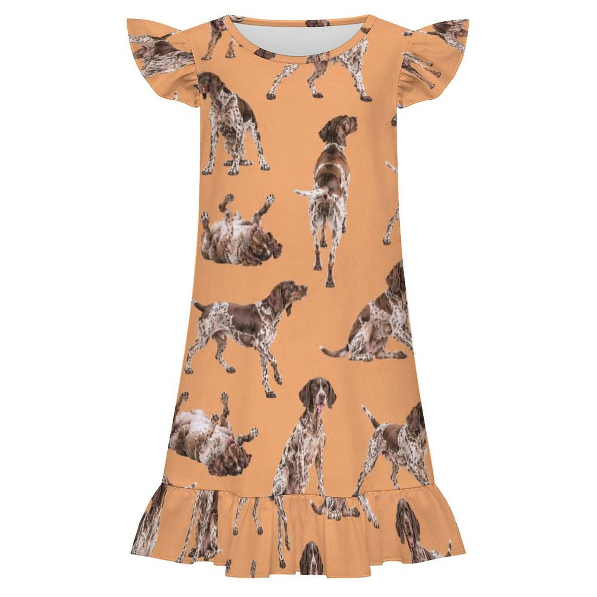 Dog Lover, Pet Owner,  Girls Short Sleeve Ruffle Nightgown(All-Over Printing)