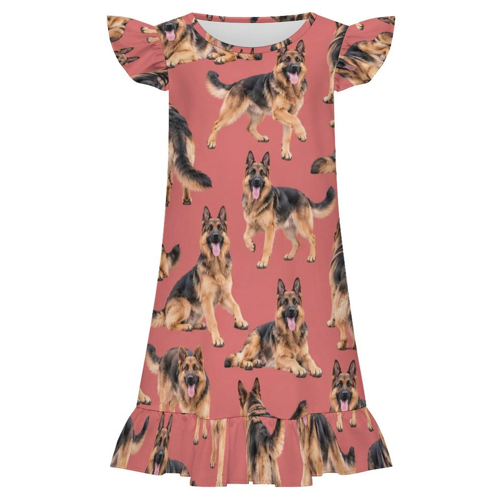 200gsm Girls Short Sleeve Ruffle Nightgown(All-Over Printing)