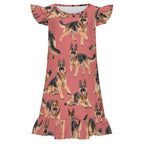 200gsm Girls Short Sleeve Ruffle Nightgown(All-Over Printing)