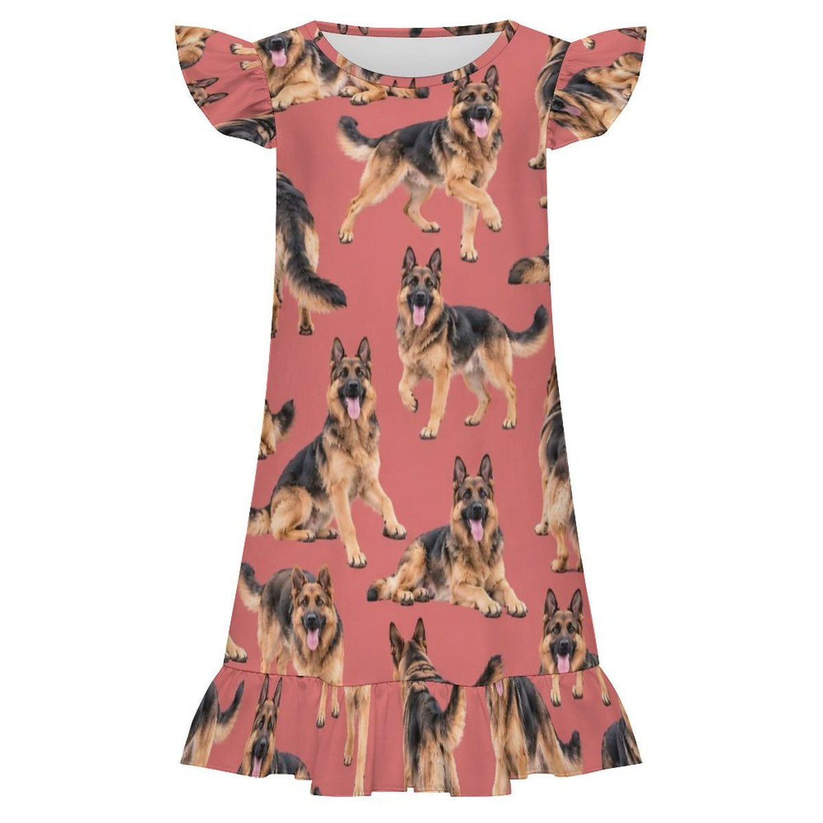 200gsm Girls Short Sleeve Ruffle Nightgown(All-Over Printing)
