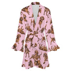 120gsm Women's Ruffle Long Sleeve Robe(All-Over Printing)
