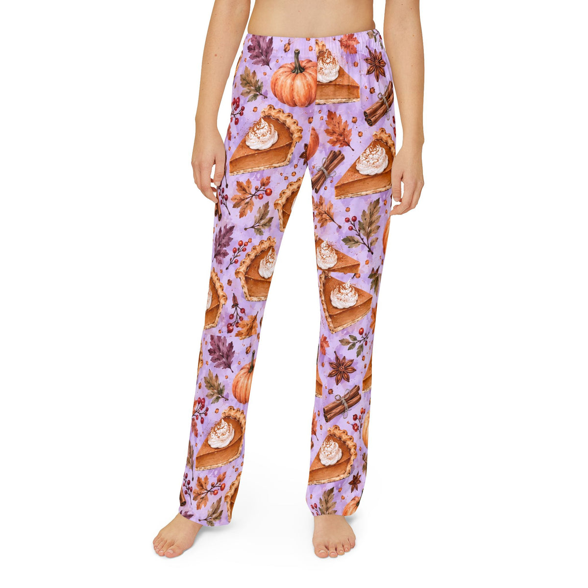 Kids Fall Pie Print Lounge Pants — Cozy Pumpkin Pie & Cinnamon AOP Pajama Bottoms
