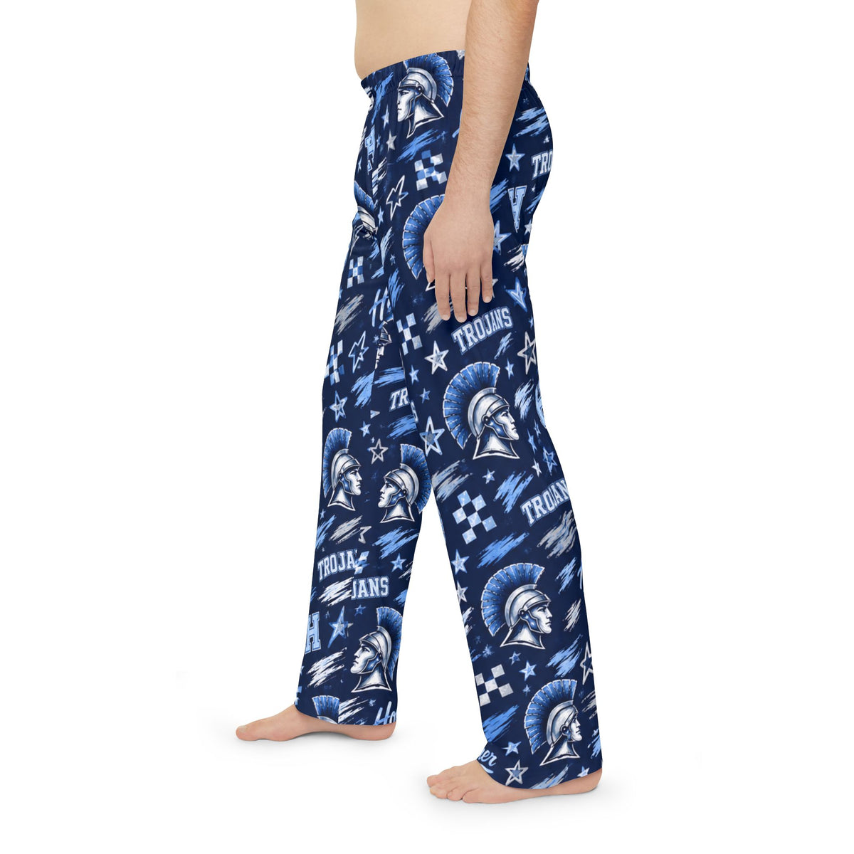 Trojans Helmet Pattern Pajama Pants | Blue Team Logo Lounge Pants