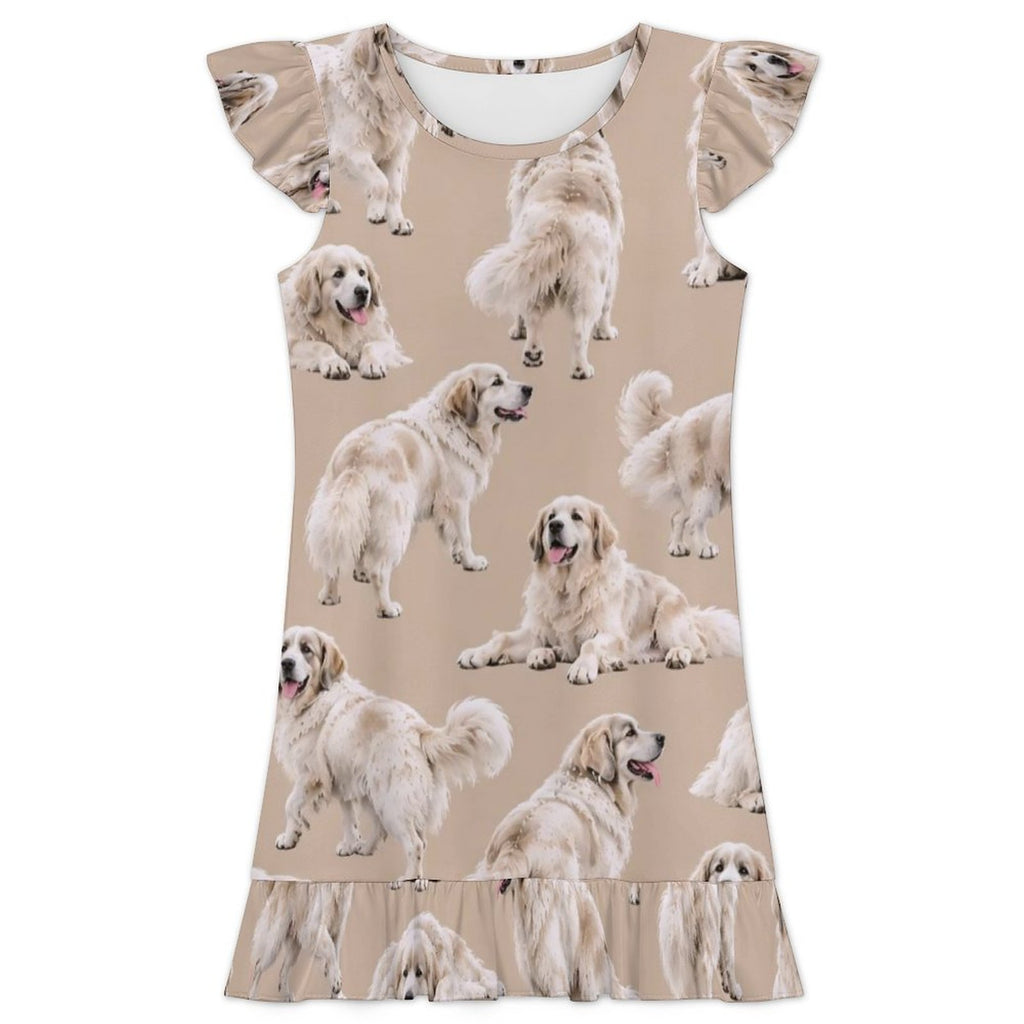 Dog Lover, Pet Owner,  Girls Short Sleeve Ruffle Nightgown(All-Over Printing)