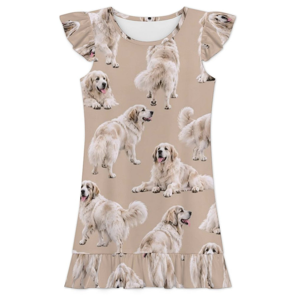 Dog Lover, Pet Owner,  Girls Short Sleeve Ruffle Nightgown(All-Over Printing)