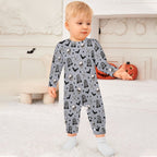 Skeleton themed, Cotton Long Sleeve Infant Bodysuit (All-Over Printing)